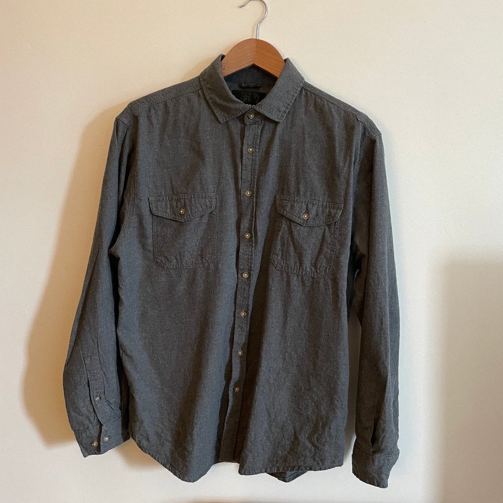 Tallwoods gray button down longsleeve shirt, large
